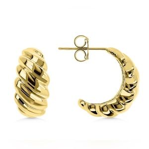 Sporty & Rich - Gold Textured Hoop Earring